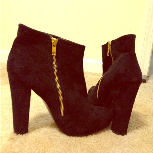 Black suede booties