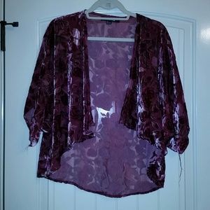 Floral velvet short kimono