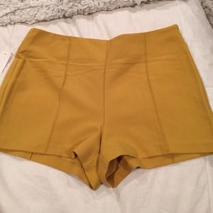 High waist mustard shorts