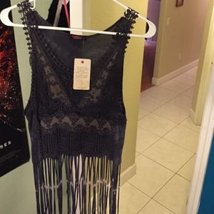 To party fringed tank top