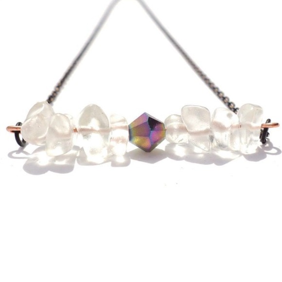 Handmade galactic necklace with healing  Quartz