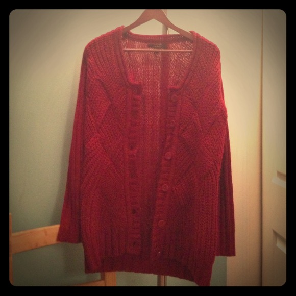 Warm Cozy Red Sweater Cardigan - Picture 1 of 4