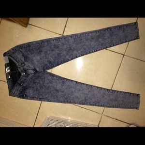 Blue mixed skinny jeans