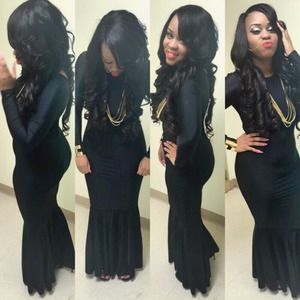 Long black mermaid club dress