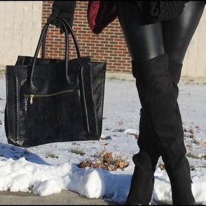 Bags - Black Reptile Print Tote! Bags - Black Reptile Print Tote!