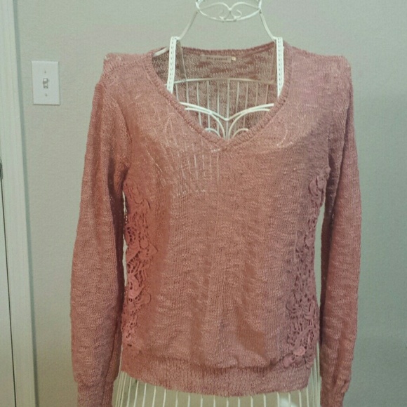 Pink open knit sweater