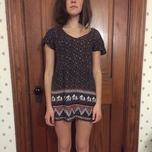 Boho Forever 21 Elephant Shift Tunic