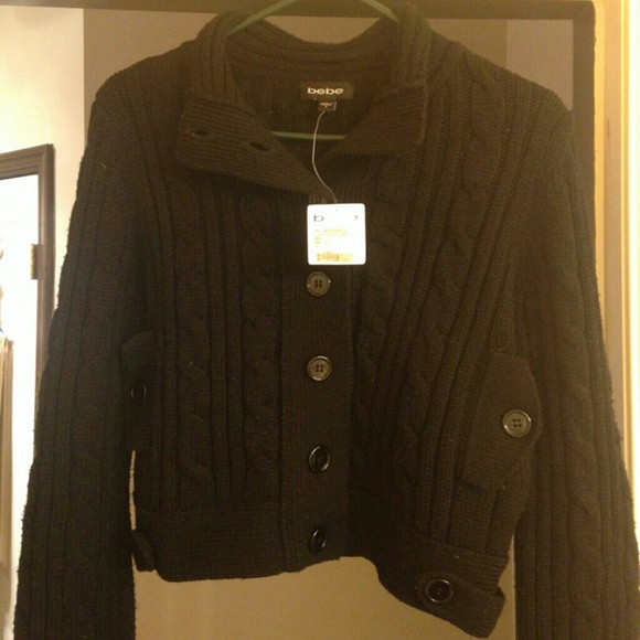 NWT BEBE CABLE KNIT CROPPED CARDIGAN/SWEATER - Picture 4 of 4