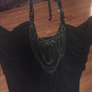 HOT Sky embellished halter minidress