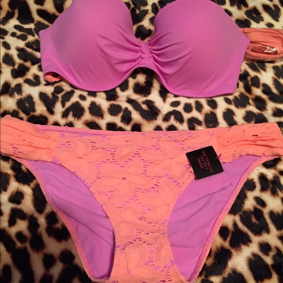 Brand New!! Orange/ pinkish lavender swim suit