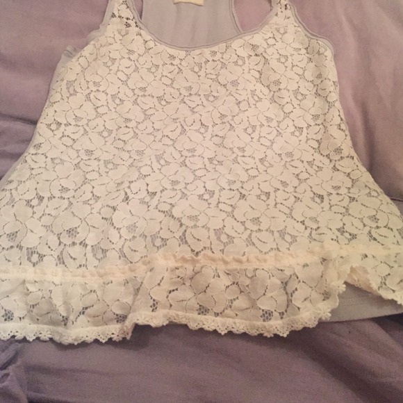 White and grey lace tank, rare