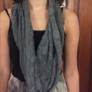 Grey Sparkly Infinity Knit Scarf