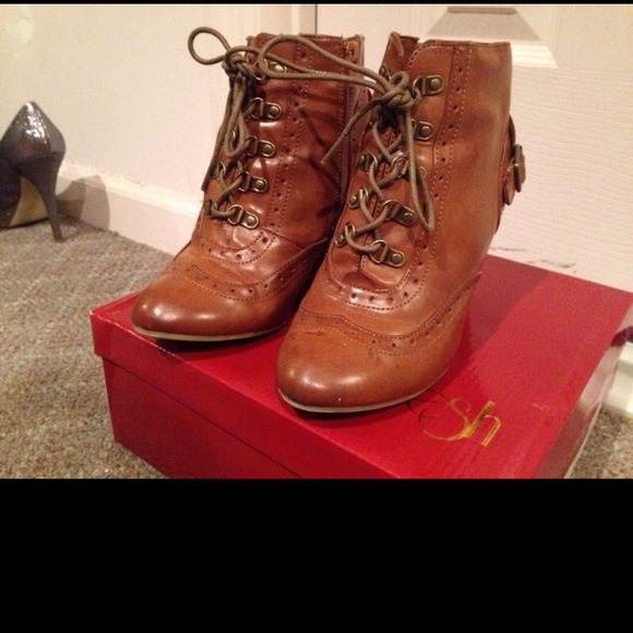 Lace up wedge bootie