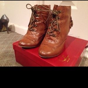 Lace up wedge bootie