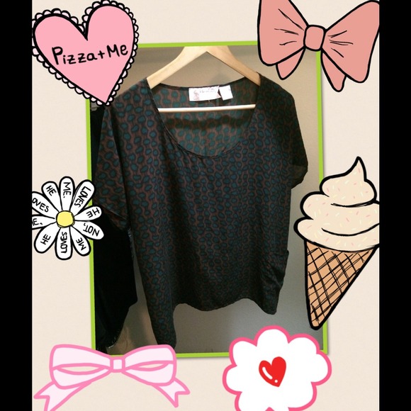 Donating Brown and teal cheetah print blouse