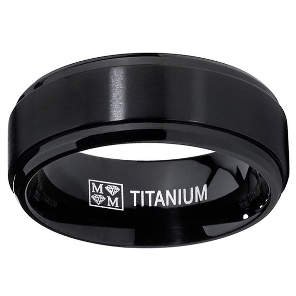 Men's Black Titanium wedding ring band