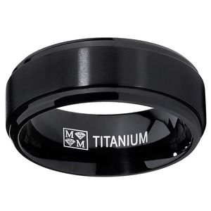 Men's Black Titanium wedding ring band