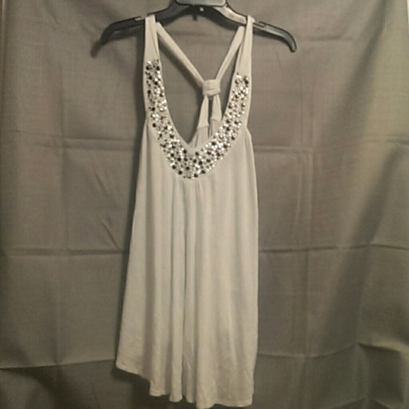 Jeweled neckline shirt