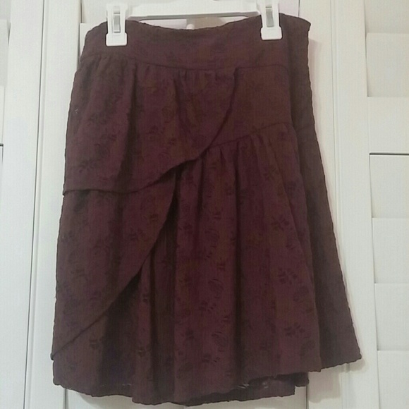 Tiered Maroon Lace Skirt