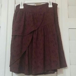 Tiered Maroon Lace Skirt