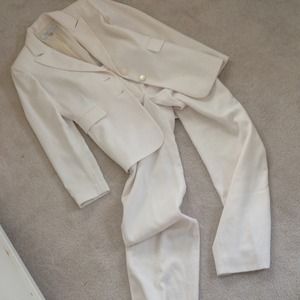 TAHARI-Classic cream iridescent pin striped suit