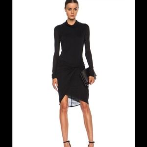 HELMUT LANG WRAP DRAPED JERSEY DRESS SZ S/2US