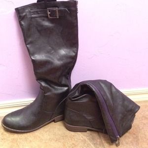 Just fab black leather fur-lined boots