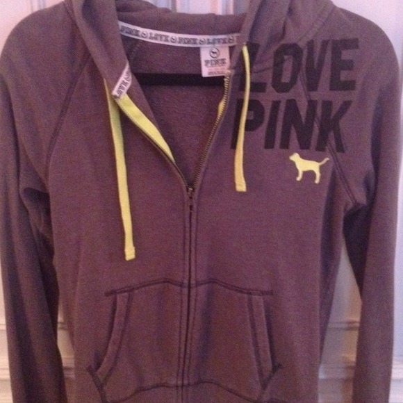PINK Victoria's Secret Jackets & Blazers - Victoria's Secret PINK Grey Zip-up Hoodie