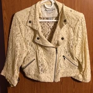 American rag lace moto jacket! Cropped!