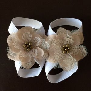 Beige Beaded Barefoot Baby Sandals