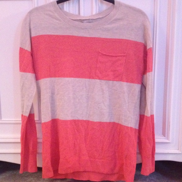 Camel and Orange Striped Sweater - Picture 1 of 3