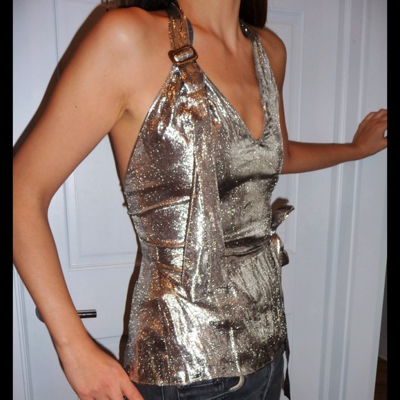 Burberry Prorsum Silk Lame Party Top