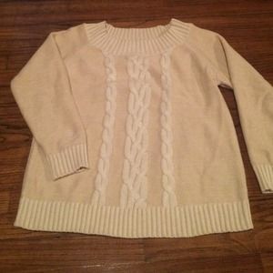 Oatmeal colored cable knit sweater. XL