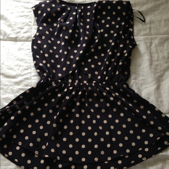 Navy blue/white polka dot tee - Picture 2 of 3