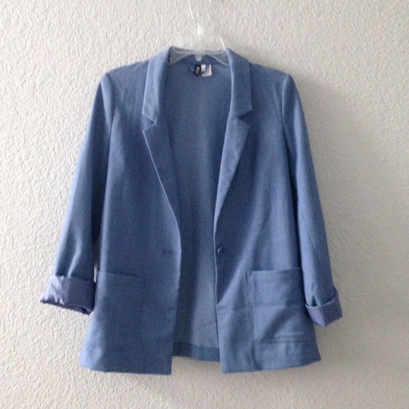 Denim Colored Long Blazer