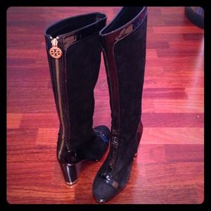 Tory burch suede and patent leather boots