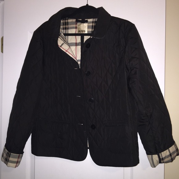 Burberry style black quilted jacket size large