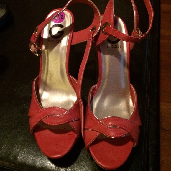 Guess Strappy Wedge Heels in Coral