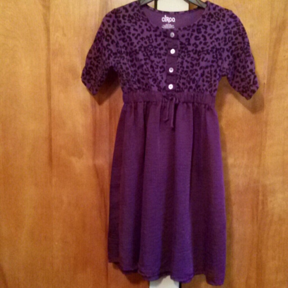 Young Girls Purple Animal Print Dress