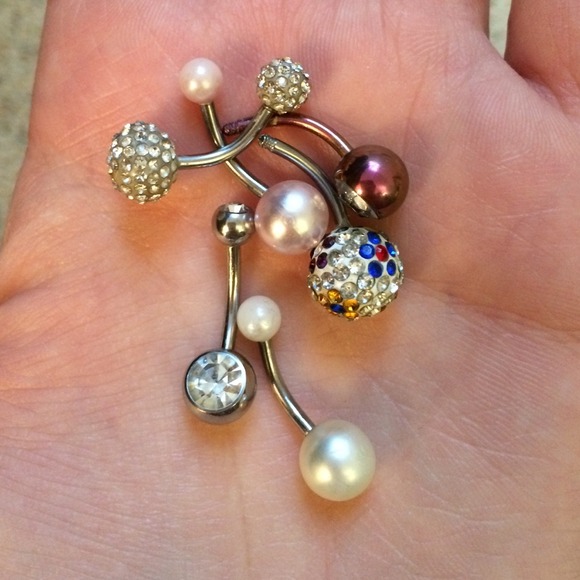 6 stainless steel belly rings!