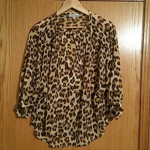 Leopard Jennifer Lopez sheer blouse