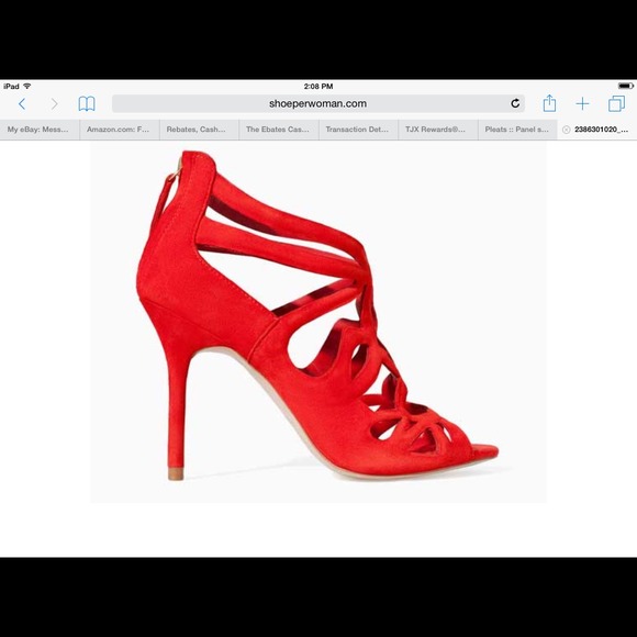 Zara red high heel strap sandals