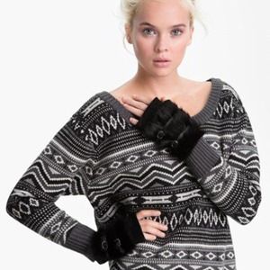 Authentic rabbit fur fingerless gloves