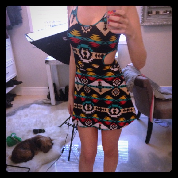 Tribal Cut Out Mini Dress BRAND NEW