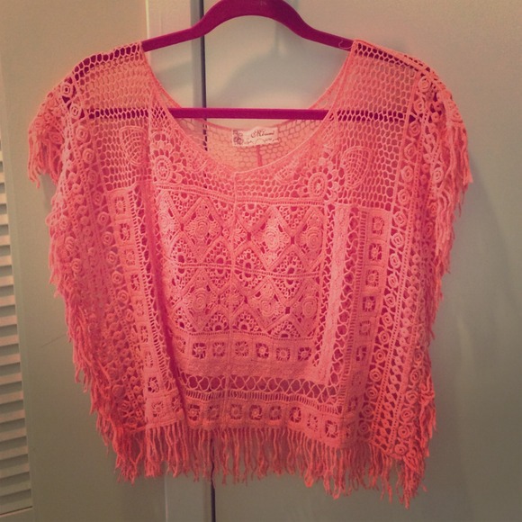 LF pink crochet top