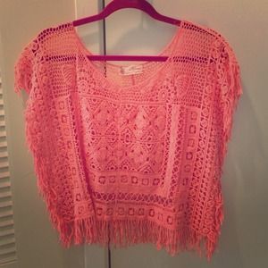 LF pink crochet top