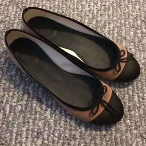 JCrew flats tan and black cap toe