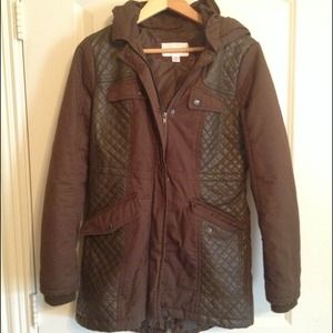Winter coat dark olive green and brown