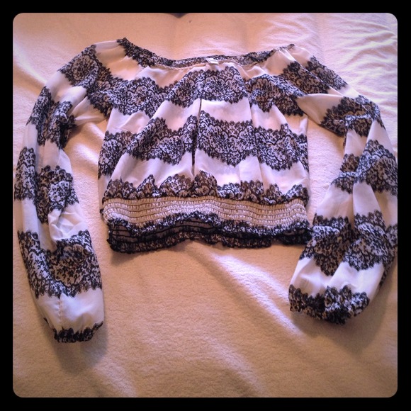 Black and white silky top