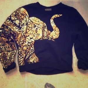 metallic gold and black elephant sweatshirt